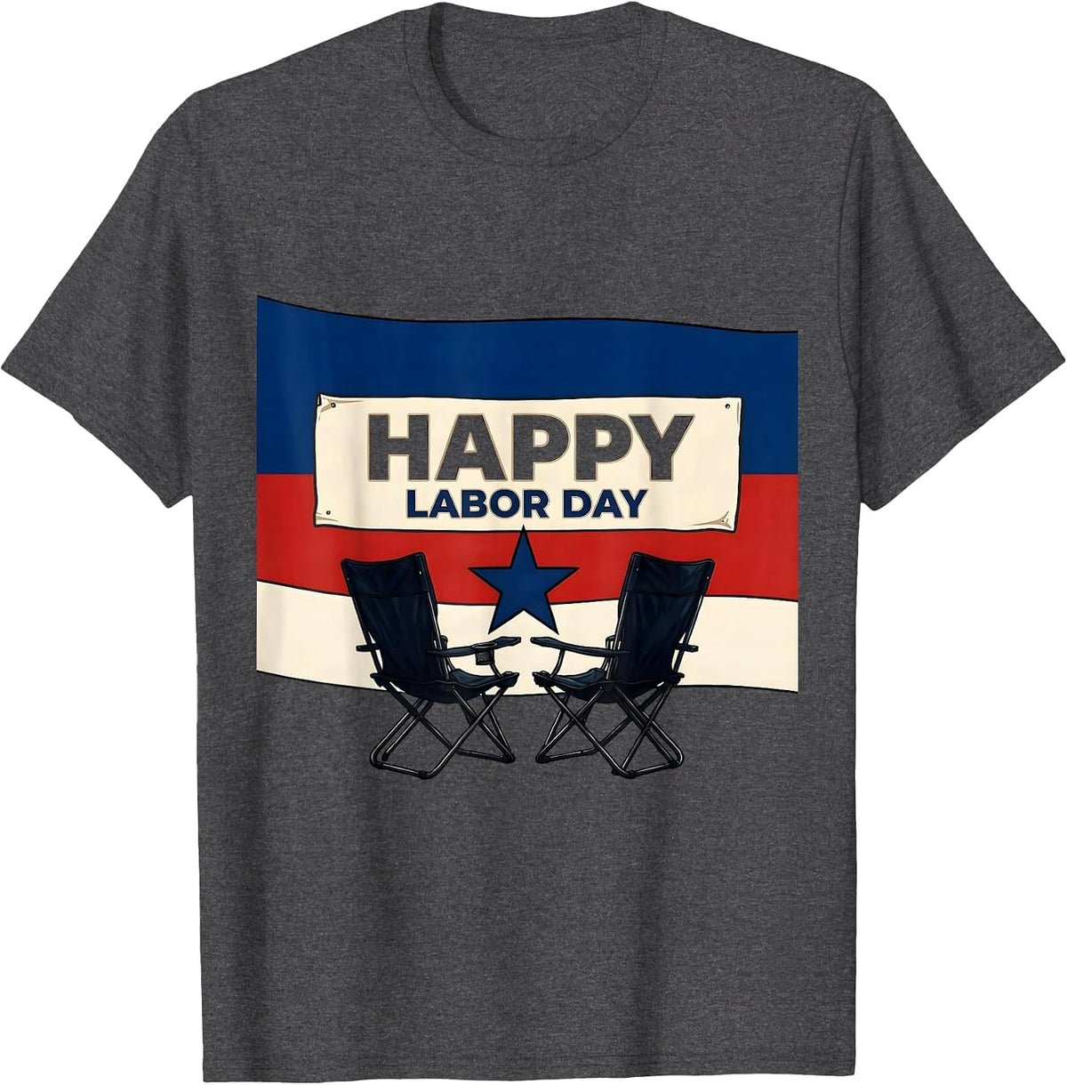 Men's Happy Labor Day Patriotic Americana Tribute Warm T-Shirt - Dark Heather Grey