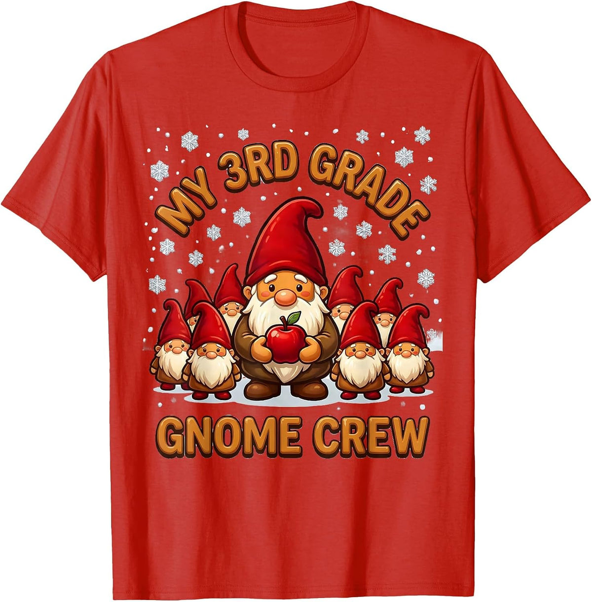 Men's My 3rd Grade Gnome Crew Cute Playful Christmas Teacher T-Shirt - Red