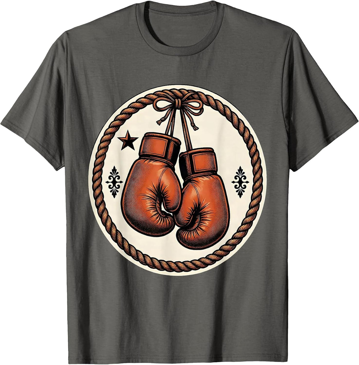 Men's Retro Vintage Boxing Gloves Hanging on Rope T-Shirt - Asphalt Grey