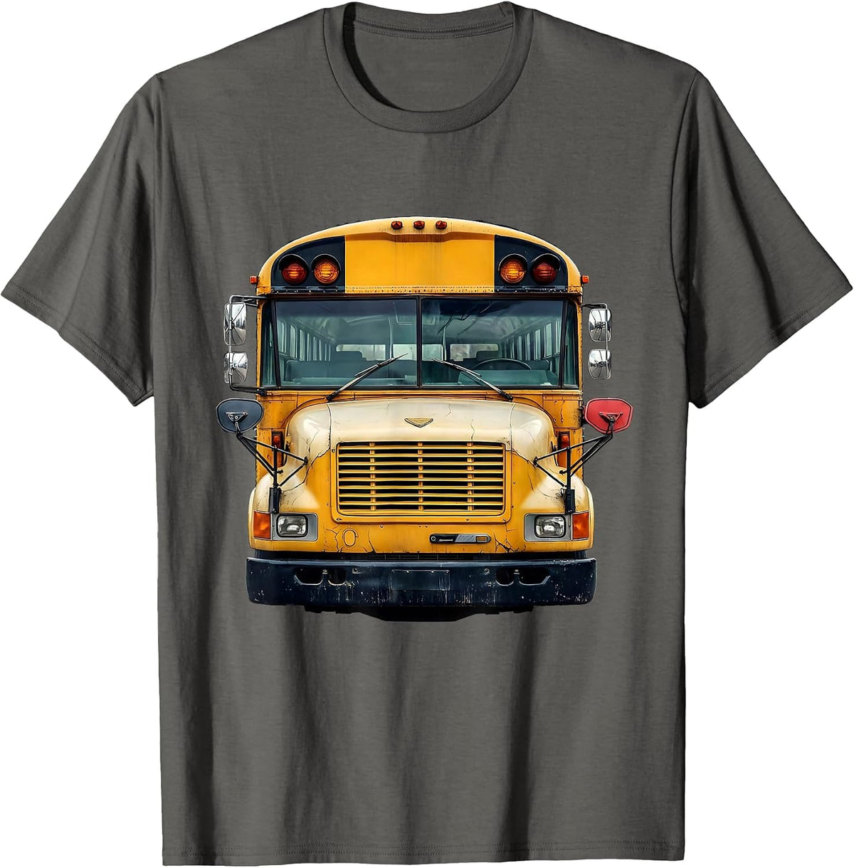 School Bus Driver Distressed Funny Halloween Costume T-Shirt - Asphalt Grey