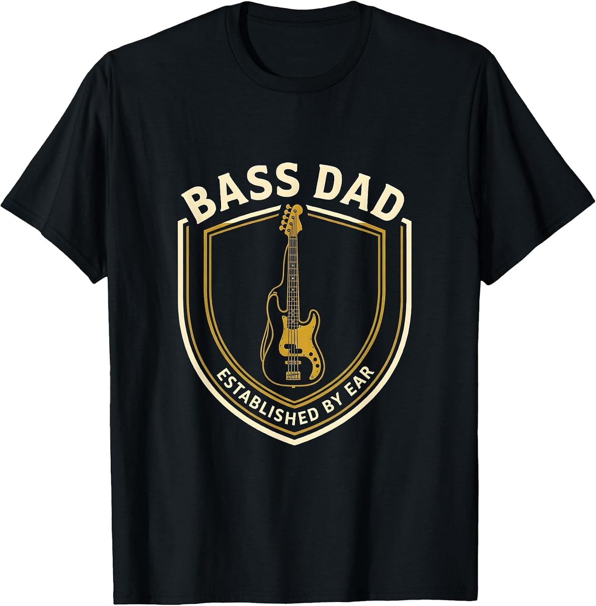 Men's Bass Dad Established By Ear Funny Guitar Dad Father Humor T-Shirt - Black