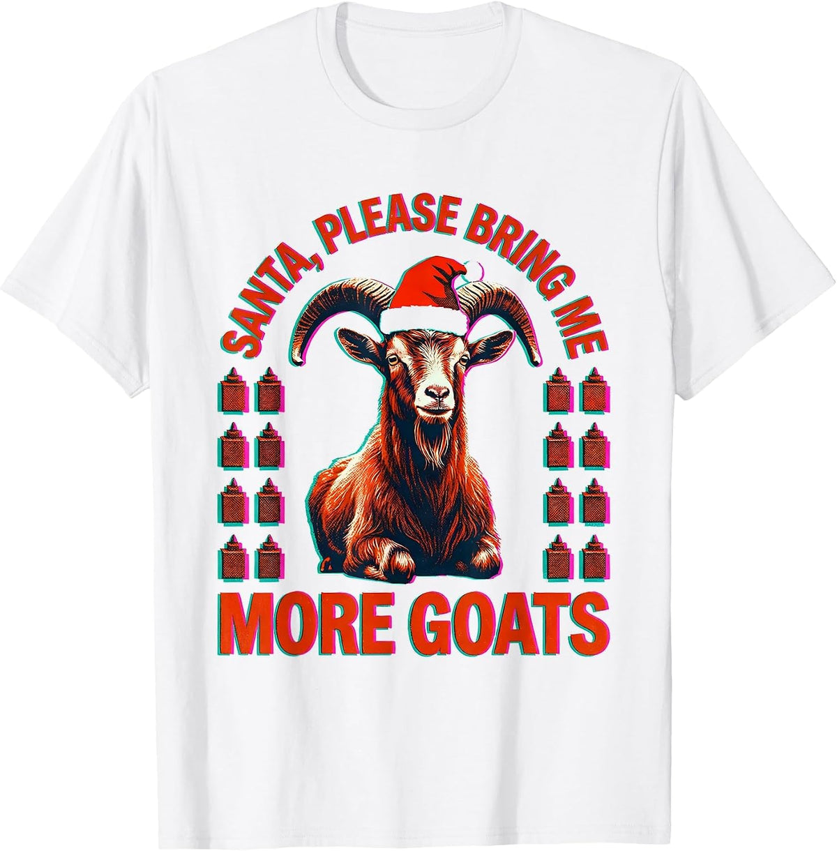 Men's Santa, Please Bring Me More Goats Whimsical Farm Animal T-Shirt - White