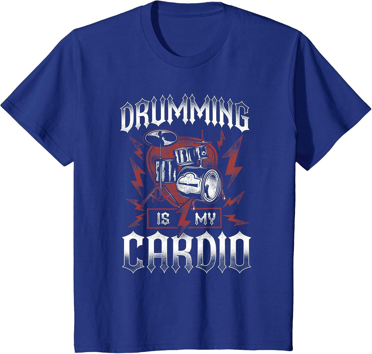 Drummer Drum Set Vintage Drumming is My Cardio T-Shirt - Royal Blue