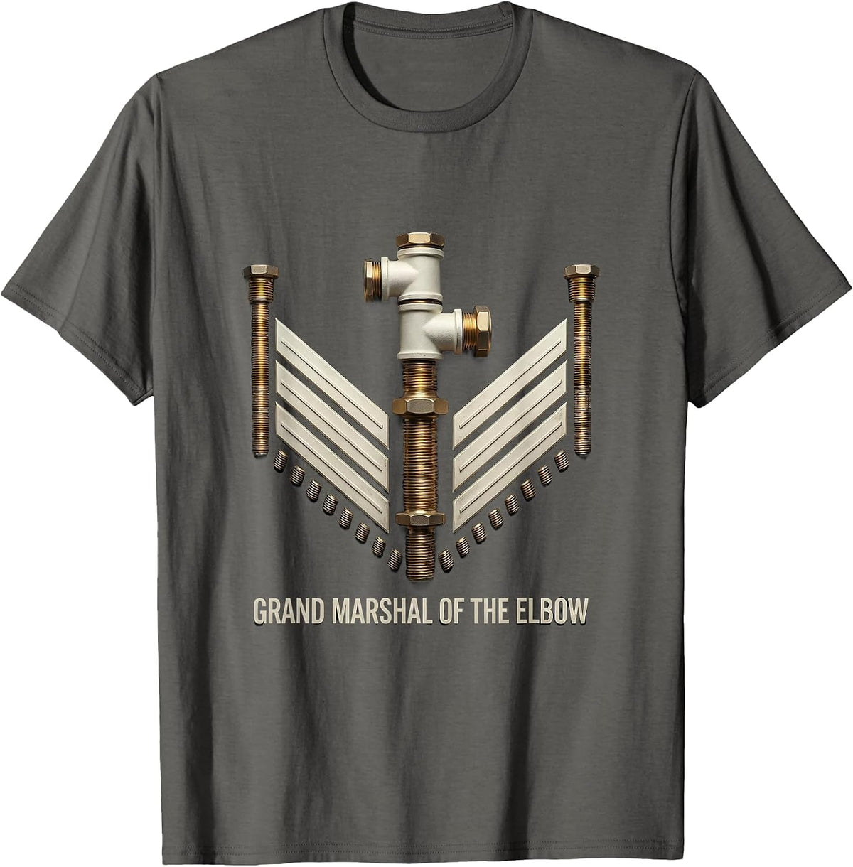 Men's Grand Marshal of the Elbow Funny Plumber Pipefitter Trade T-Shirt - Asphalt Grey