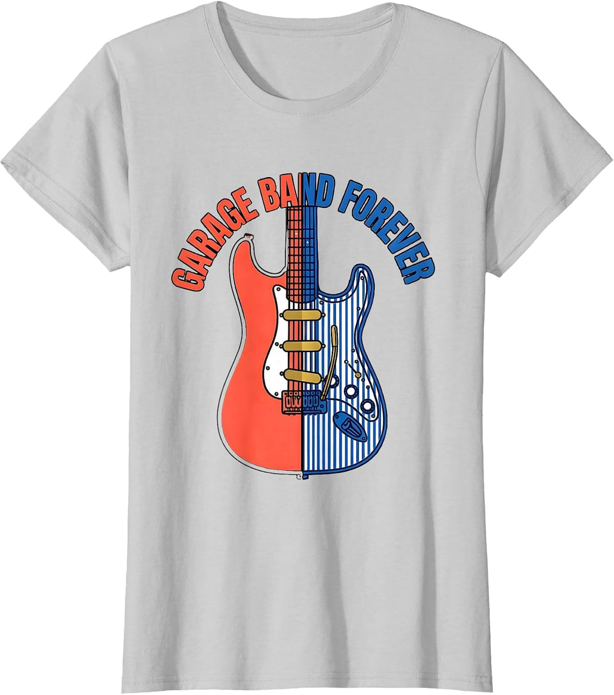 Women's Garage Band Forever Music Lover Design T-Shirt - Silver Grey