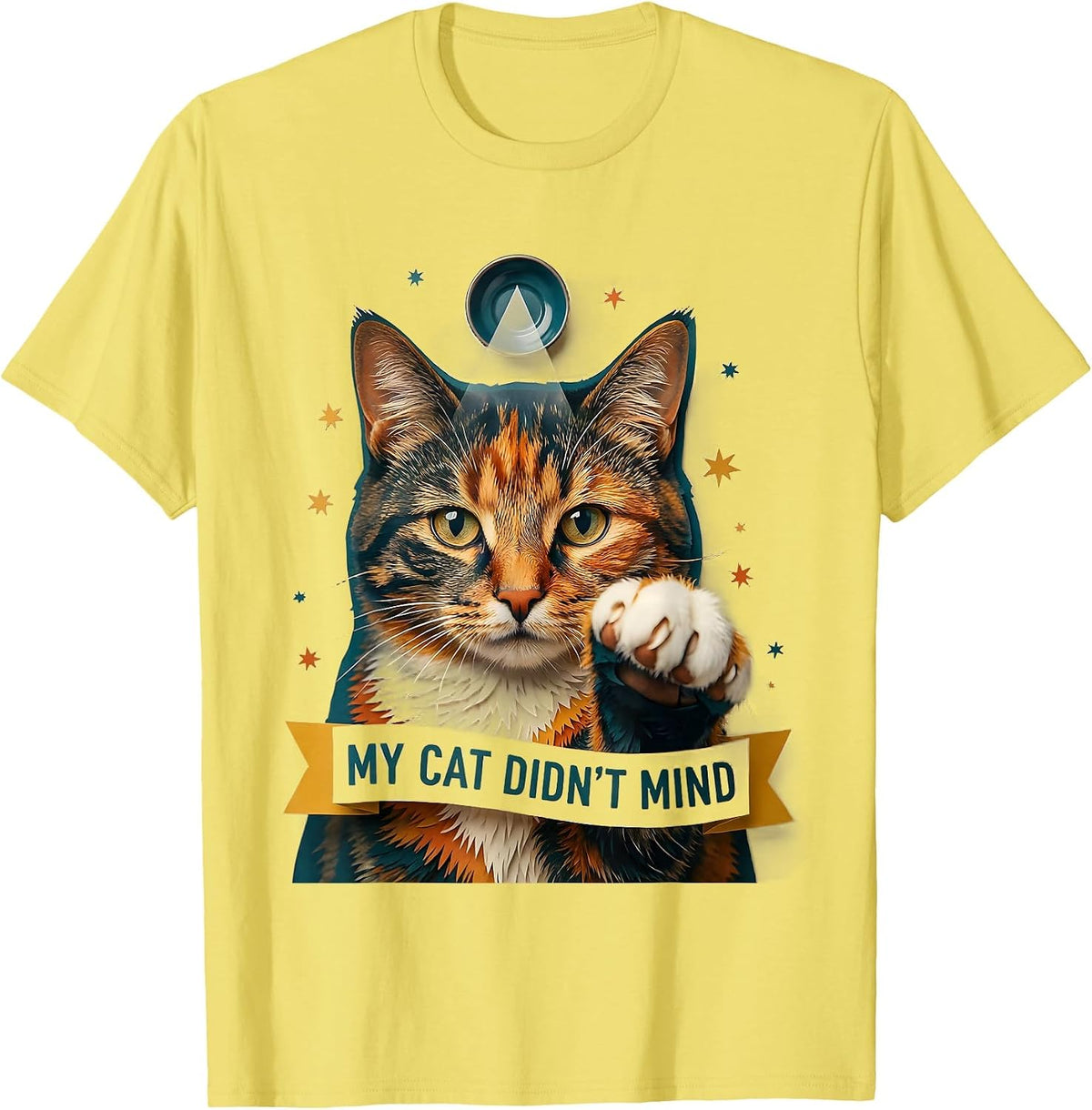 Men's My Cat Didn't Mind Funny Cat UFO Abduction Gift For Cat T-Shirt - Lemon Yellow