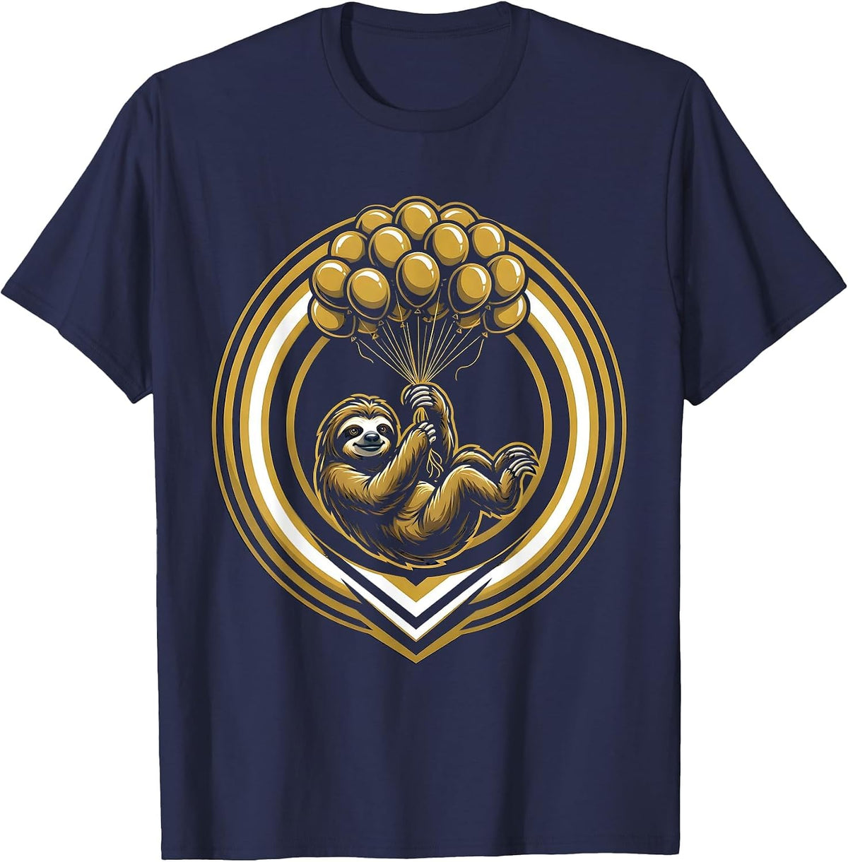 Sloth Birthday Balloon Sky Cute Funny Gift T-Shirt - Navy Blue