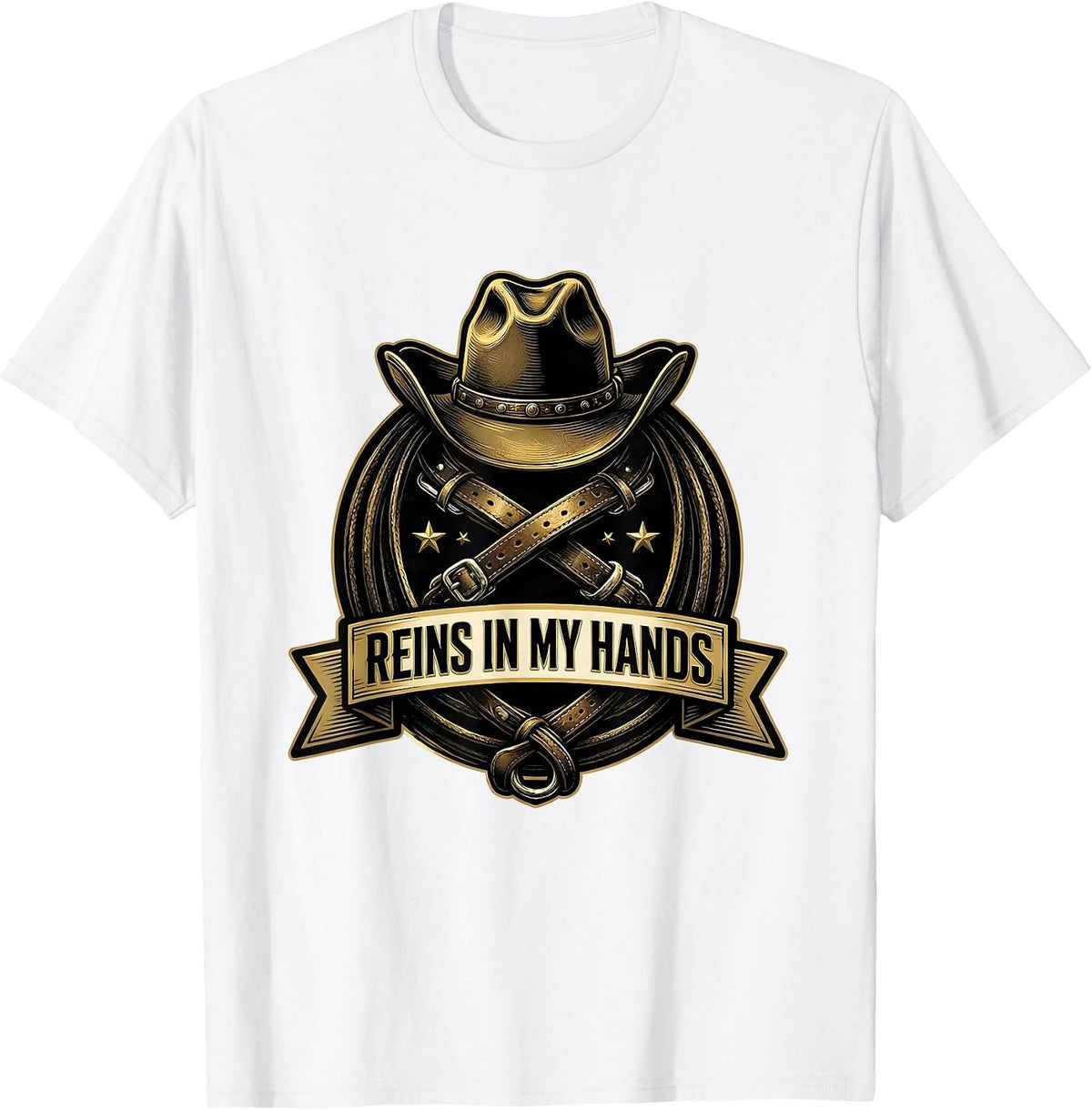 Men's Reins In My Hands Cowgirl Graphic Design T-Shirt - White