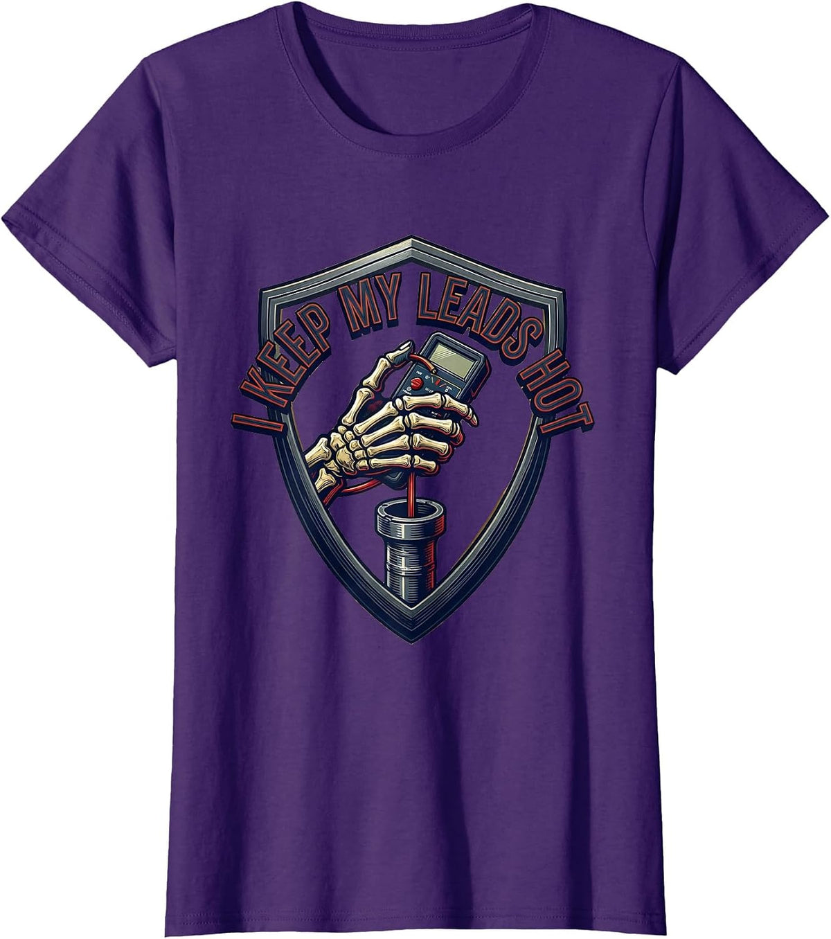 Women's I Keep My Leads Hot Funny Electrician Skeleton Gift T-Shirt - Purple