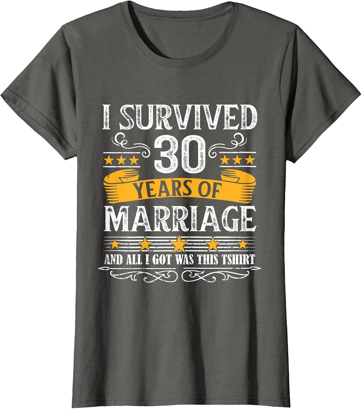 30th Wedding Anniversary Shirt Couples Husband Wife 30 Years T-Shirt - Asphalt Grey