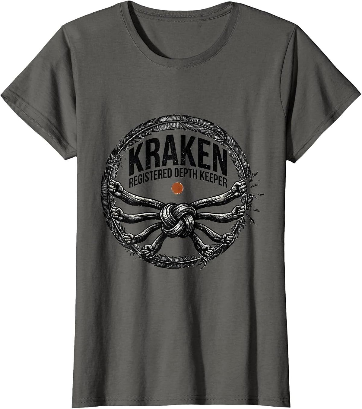 Women's Kraken Registered Depth Keeper Rubber Stamp Octopus Lover T-Shirt - Asphalt Grey