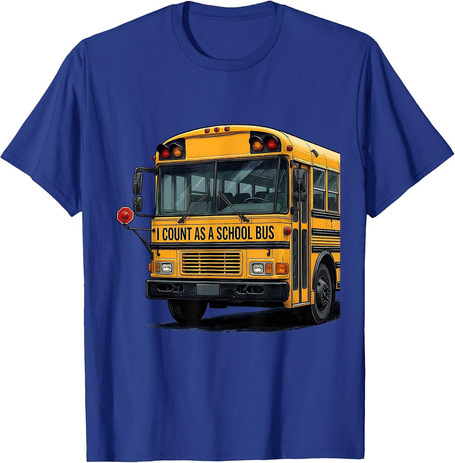 I Count As A School Bus Funny School Bus Driver Halloween T-Shirt - Royal Blue