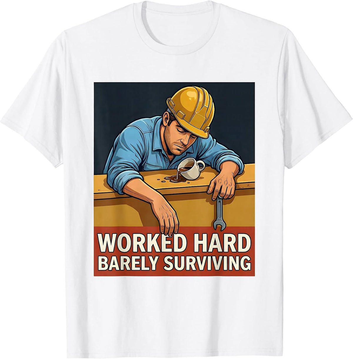 Men's Worked Hard Barely Surviving Labor Day Design T-Shirt - White