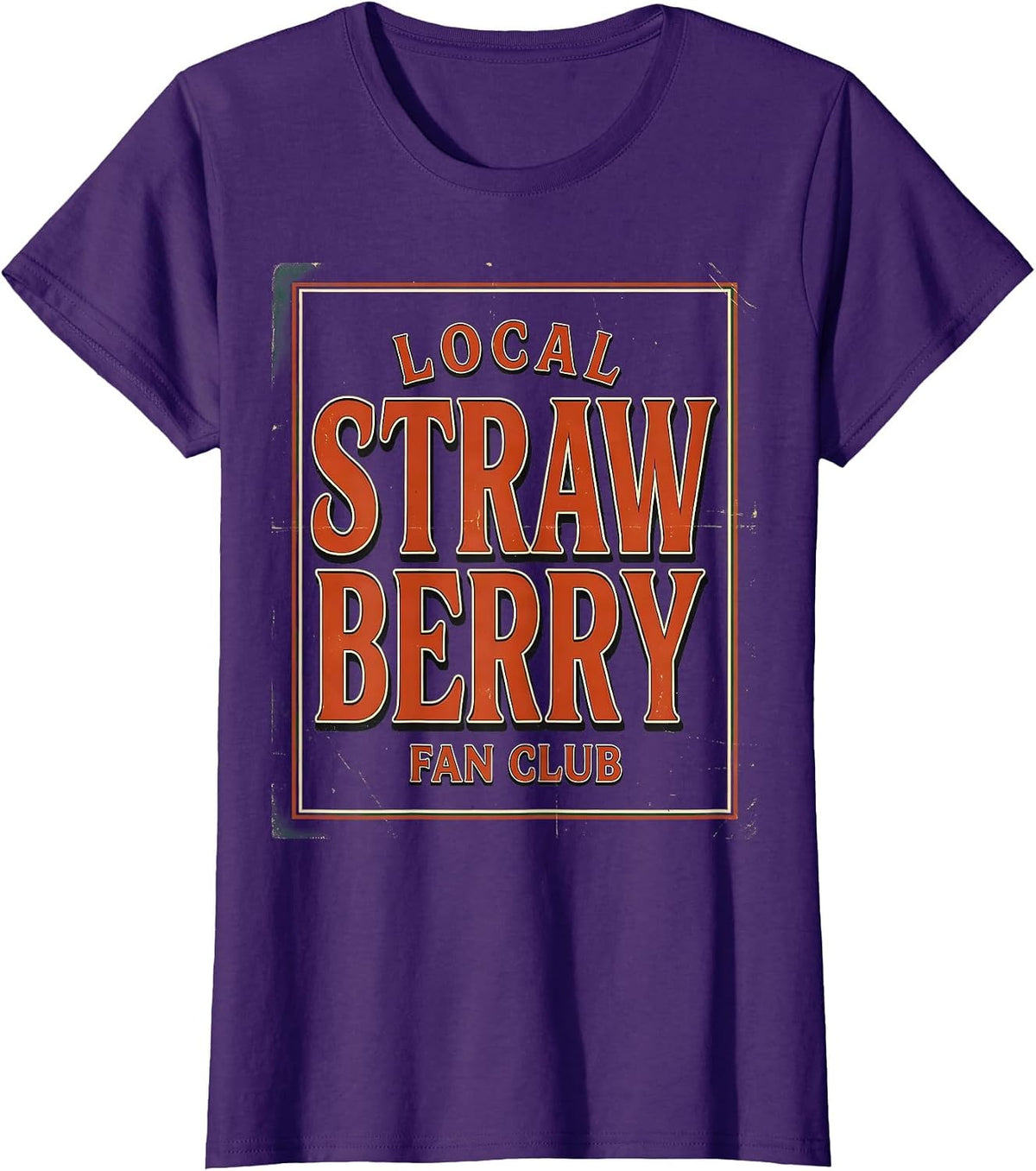 Women's Local Strawberry Fan Club Graphic Design T-Shirt - Purple