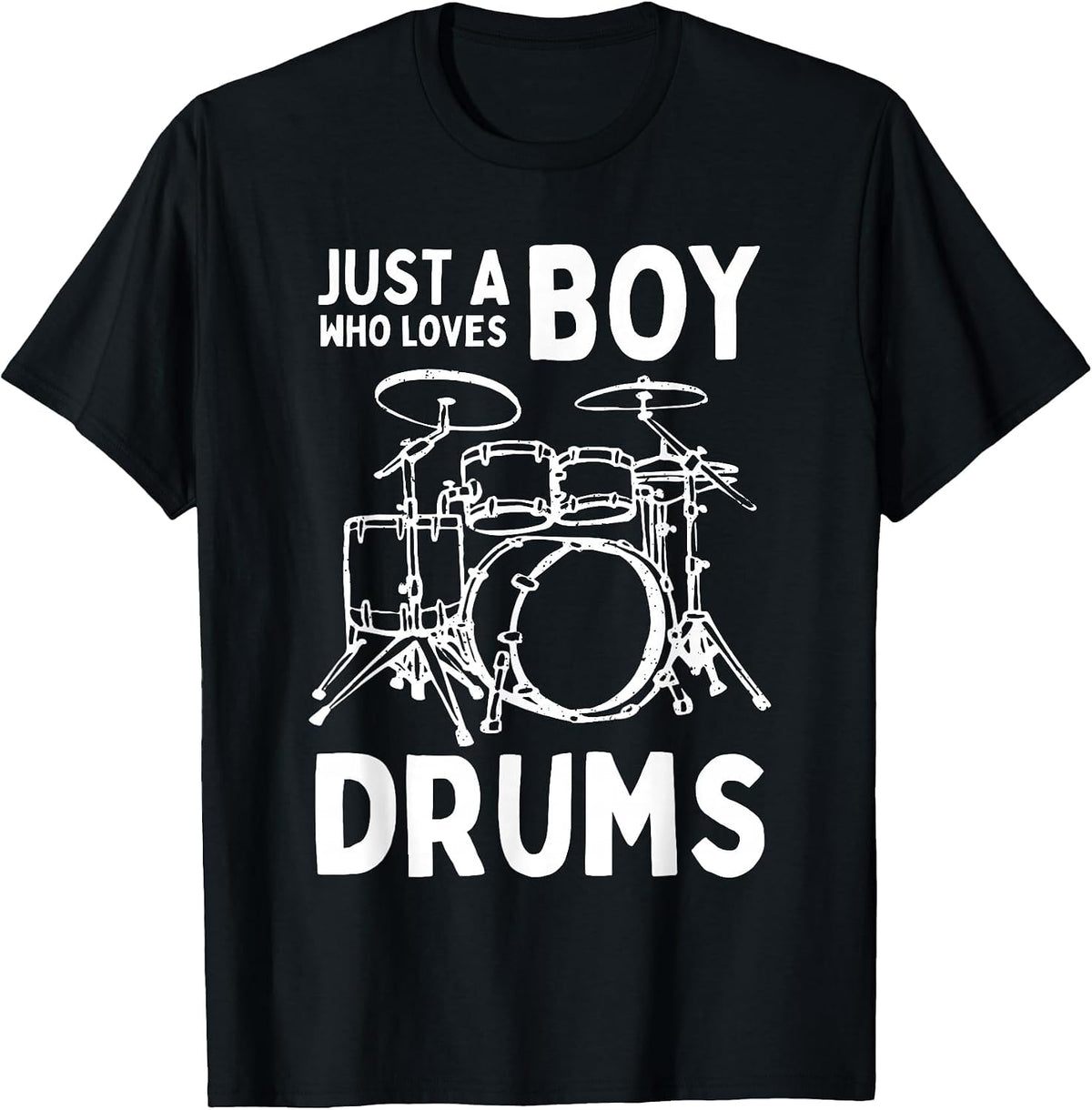 Just A Boy Who Loves to Play Drums Drummer Boys Kids T-Shirt - Black