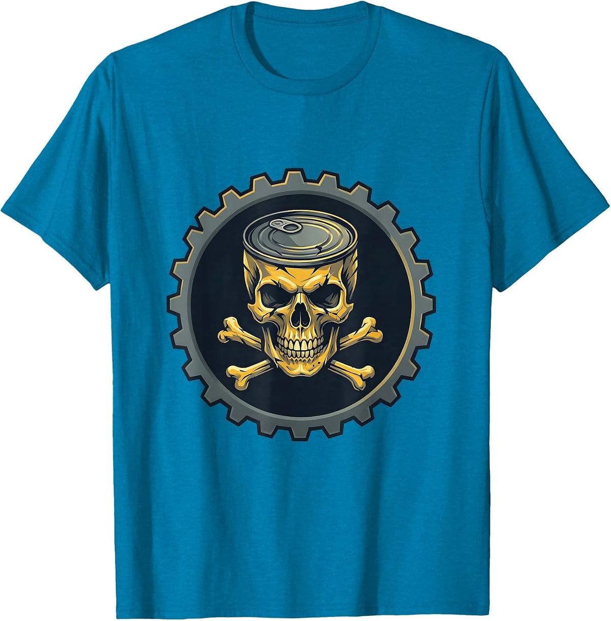 Trash Truck Skull Crushed Tin Can Crossbones T-Shirt - Sapphire Blue