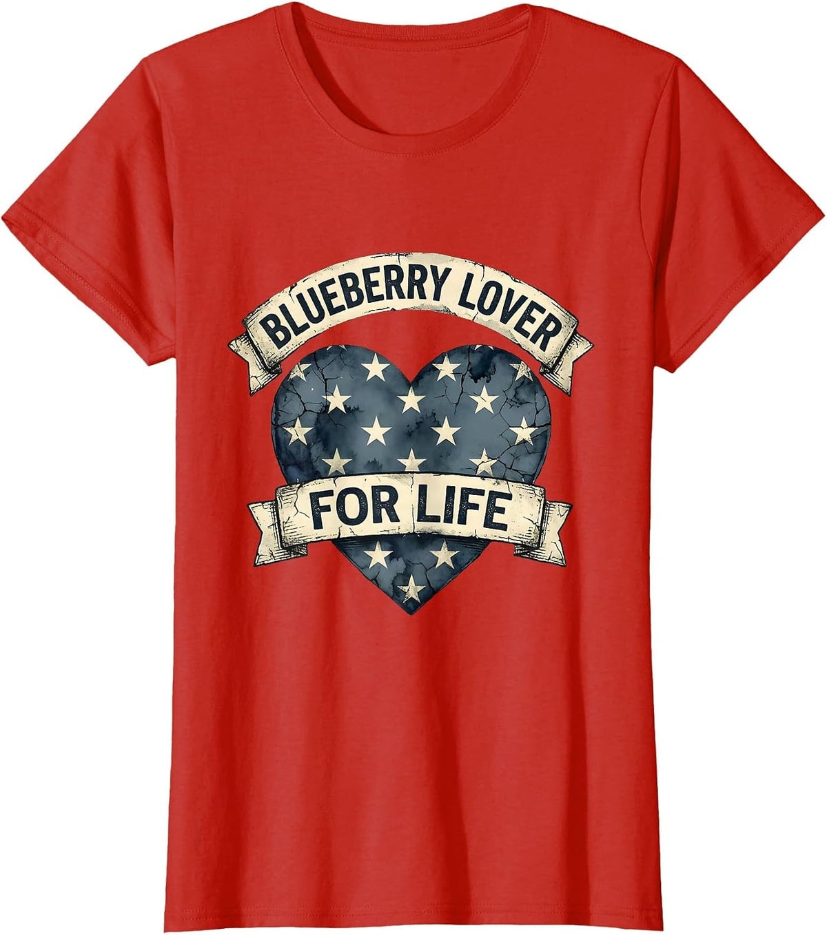 Blueberry Lover For Life Fruity Design T-Shirt - Red