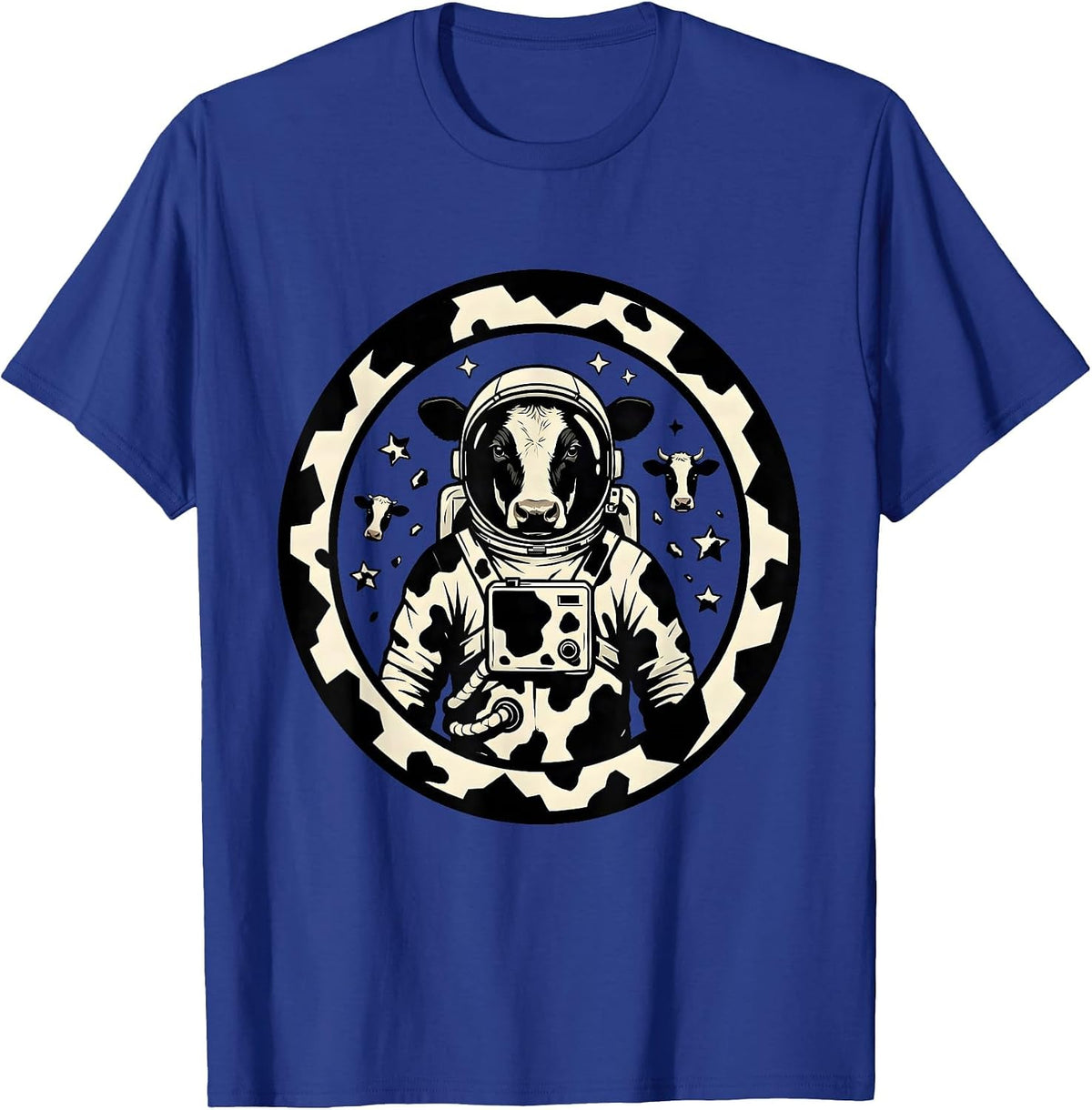 Astronaut Cow Floating in Outer Space T-Shirt - Royal Blue