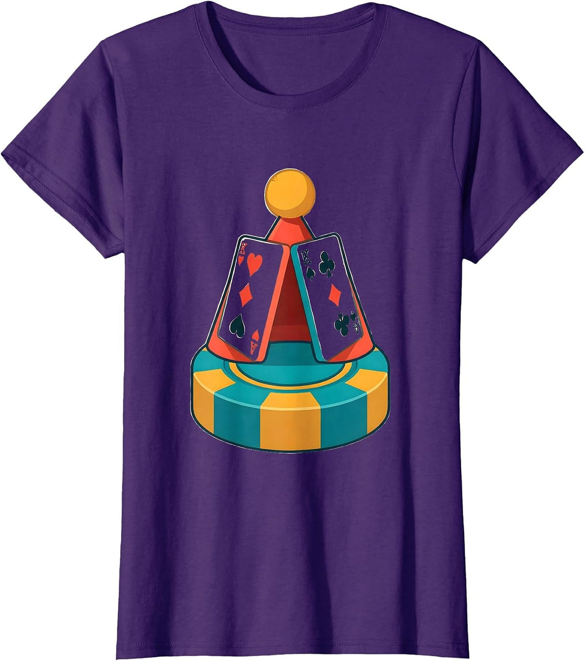 Women's Santa Hat Playing Cards Poker Humor T-Shirt - Purple