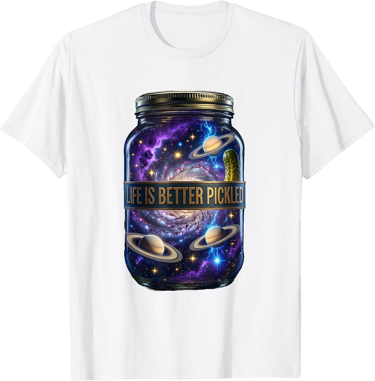 Men's Life Is Better Pickled Funny Pickle Design T-Shirt - White