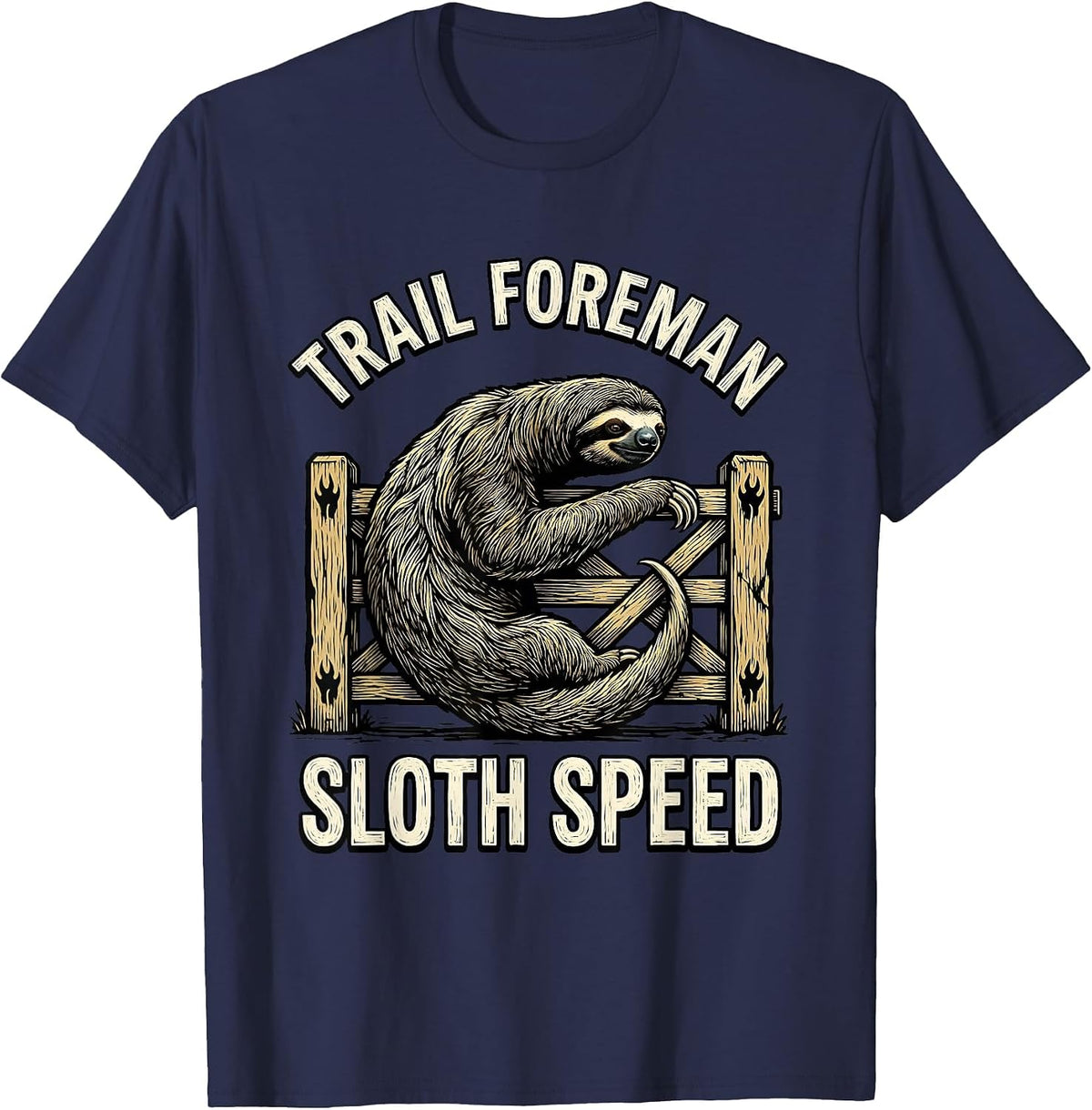Men's Trail Foreman Sloth Speed Funny Sloth Lover Lazy Humor T-Shirt - Navy Blue