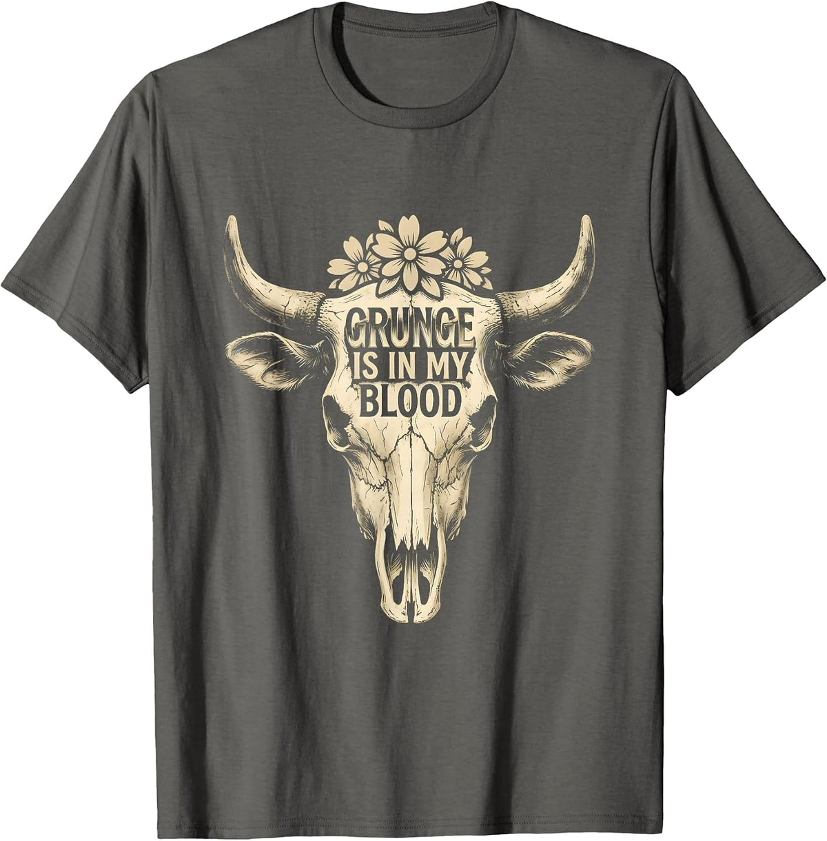 Grunge Is In My Blood 90s Rock Culture Design T-Shirt - Asphalt Grey