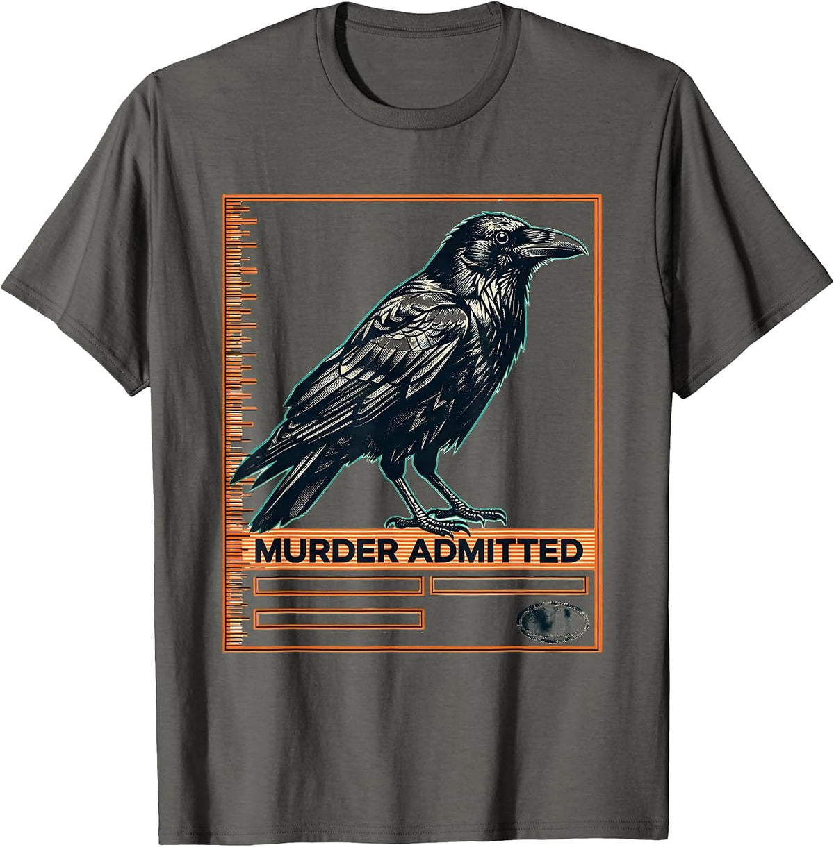 Men's Murder Admitted Gothic Raven Humor Crow Lover Literary Pun T-Shirt - Asphalt Grey