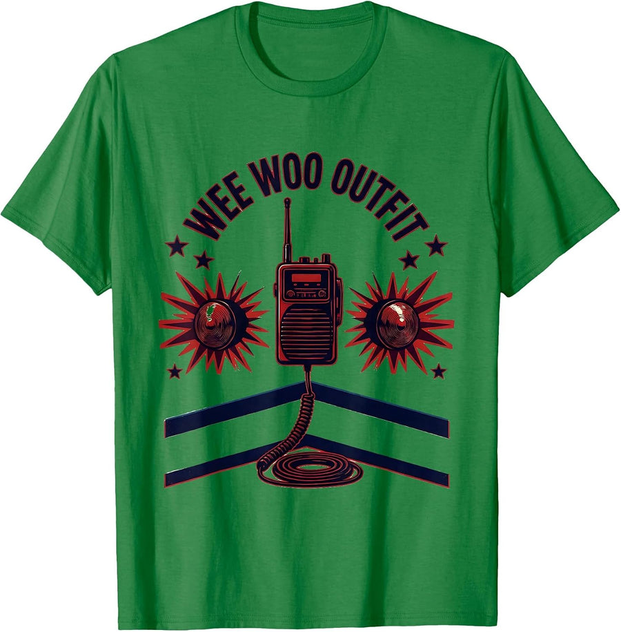 Men's Wee Woo Outfit Screenprint Paramedic EMT Gag Humor T-Shirt - Kelly Green