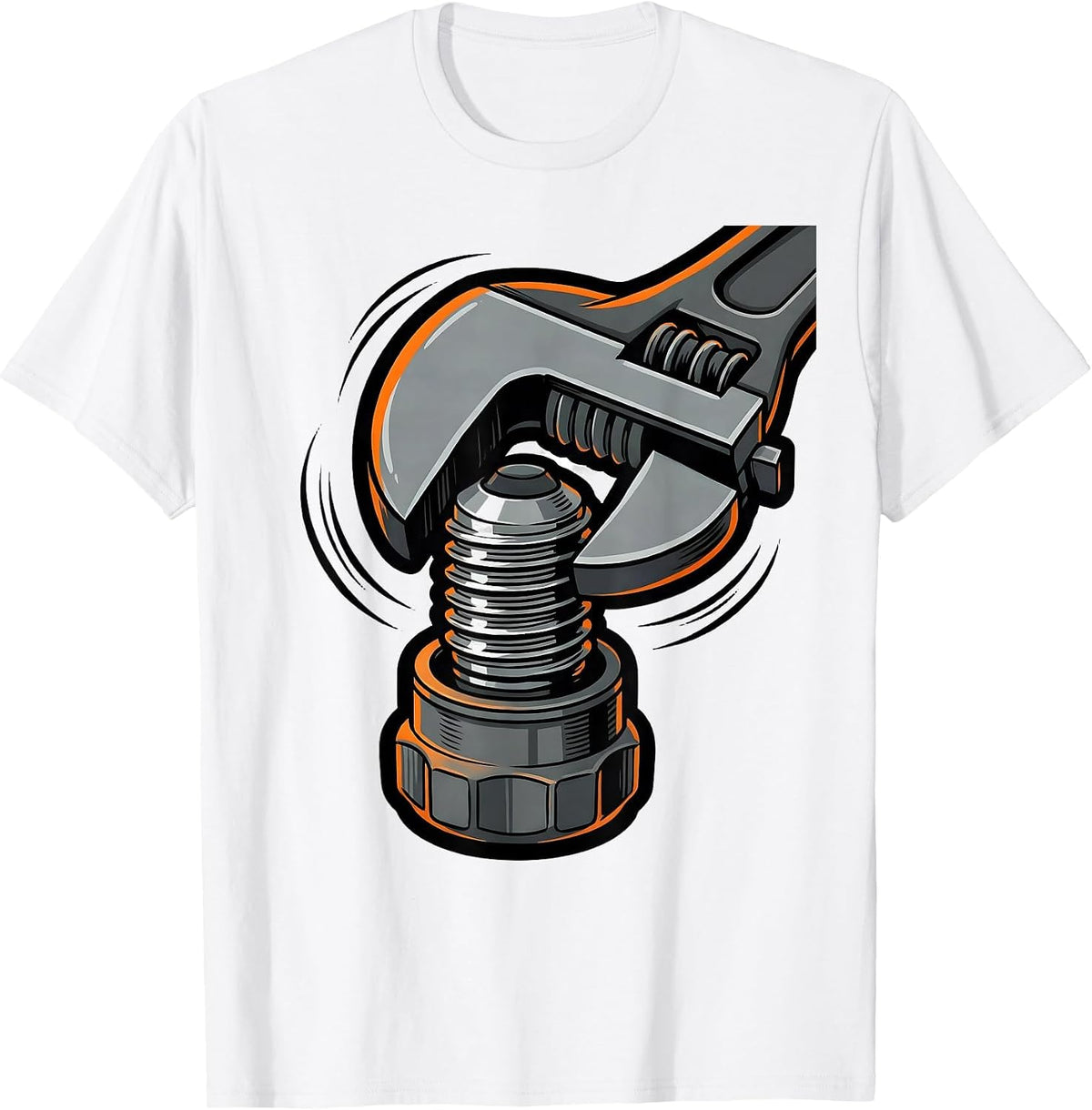Men's Oversized Pipe Wrench Funny Plumber Gift T-Shirt - White