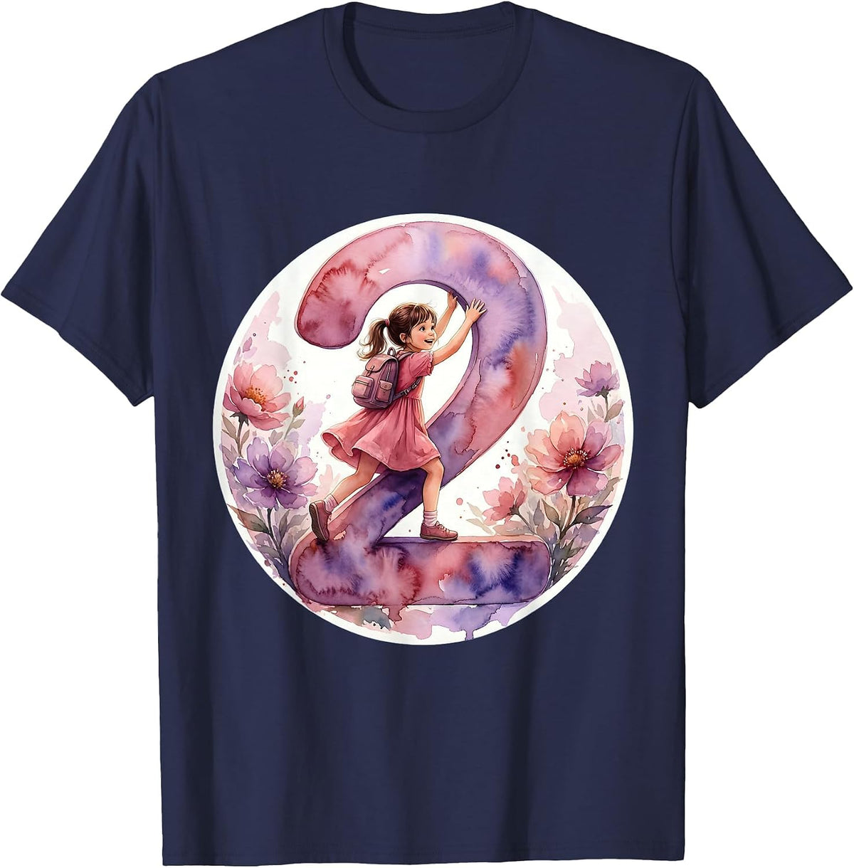 First Day of Second Grade Climbing Number Two T-Shirt - Navy Blue