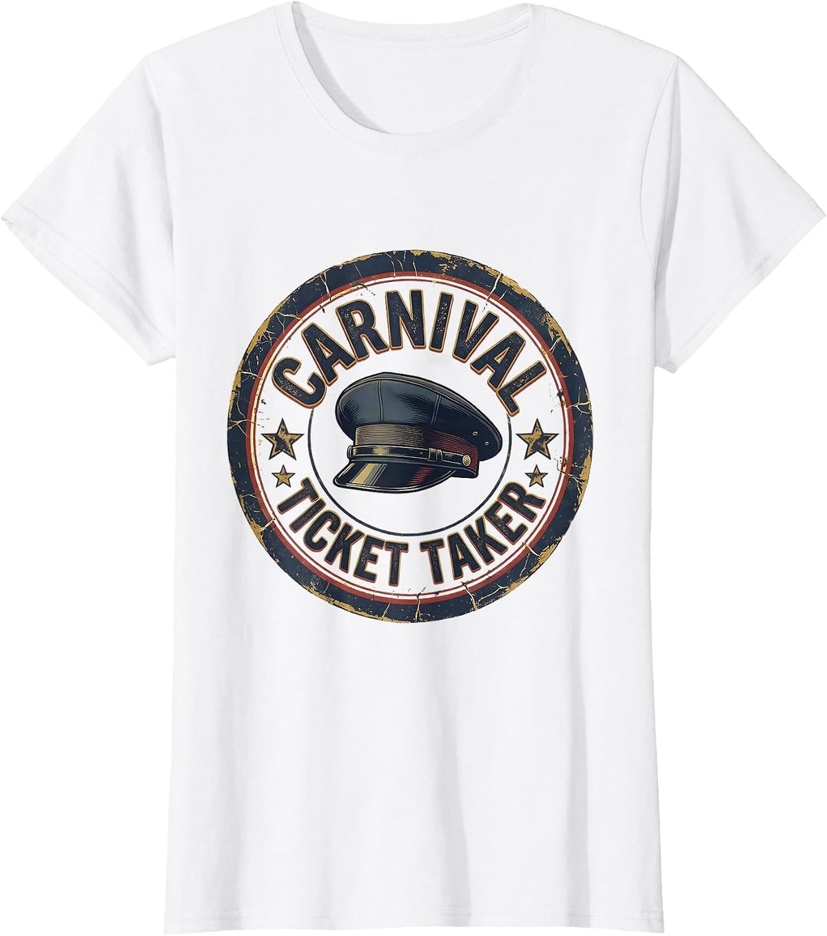 Carnival Ticket Taker Distressed Circus Party Costume Staff T-Shirt - White
