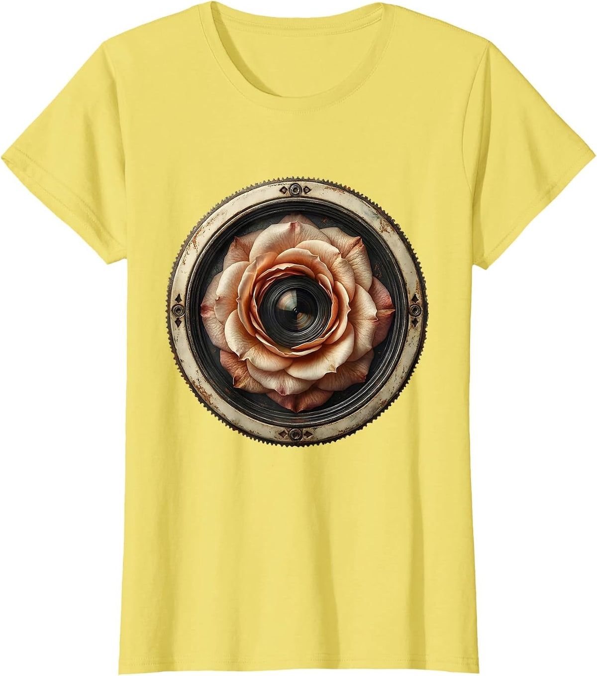 Camera Shutter Flower Bloom Photography Art T-Shirt - Lemon Yellow