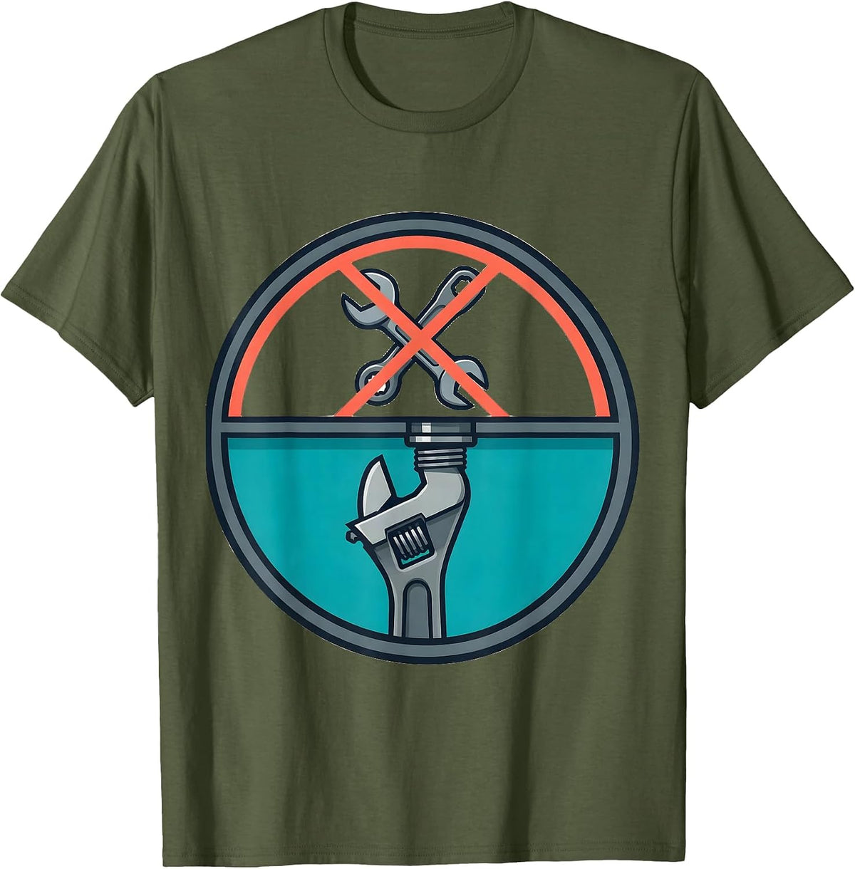 Sealed Pipe Wrench Plumber Dad Trade Humor T-Shirt - Olive Green