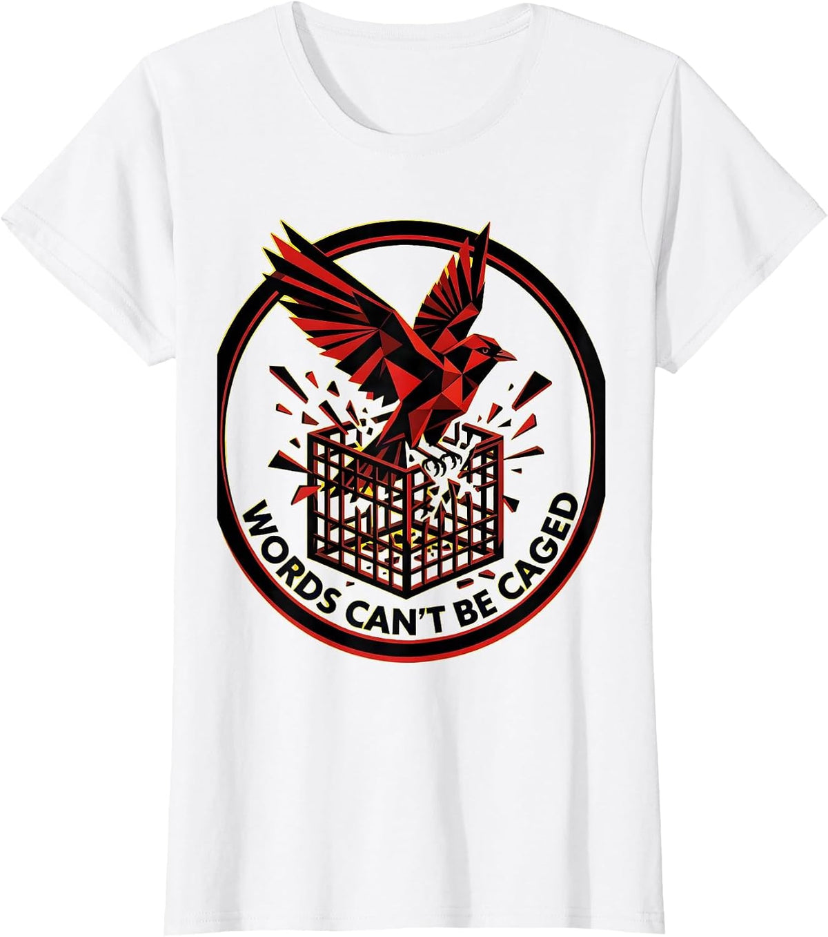 Words Can't Be Caged Free Speech Design T-Shirt - White