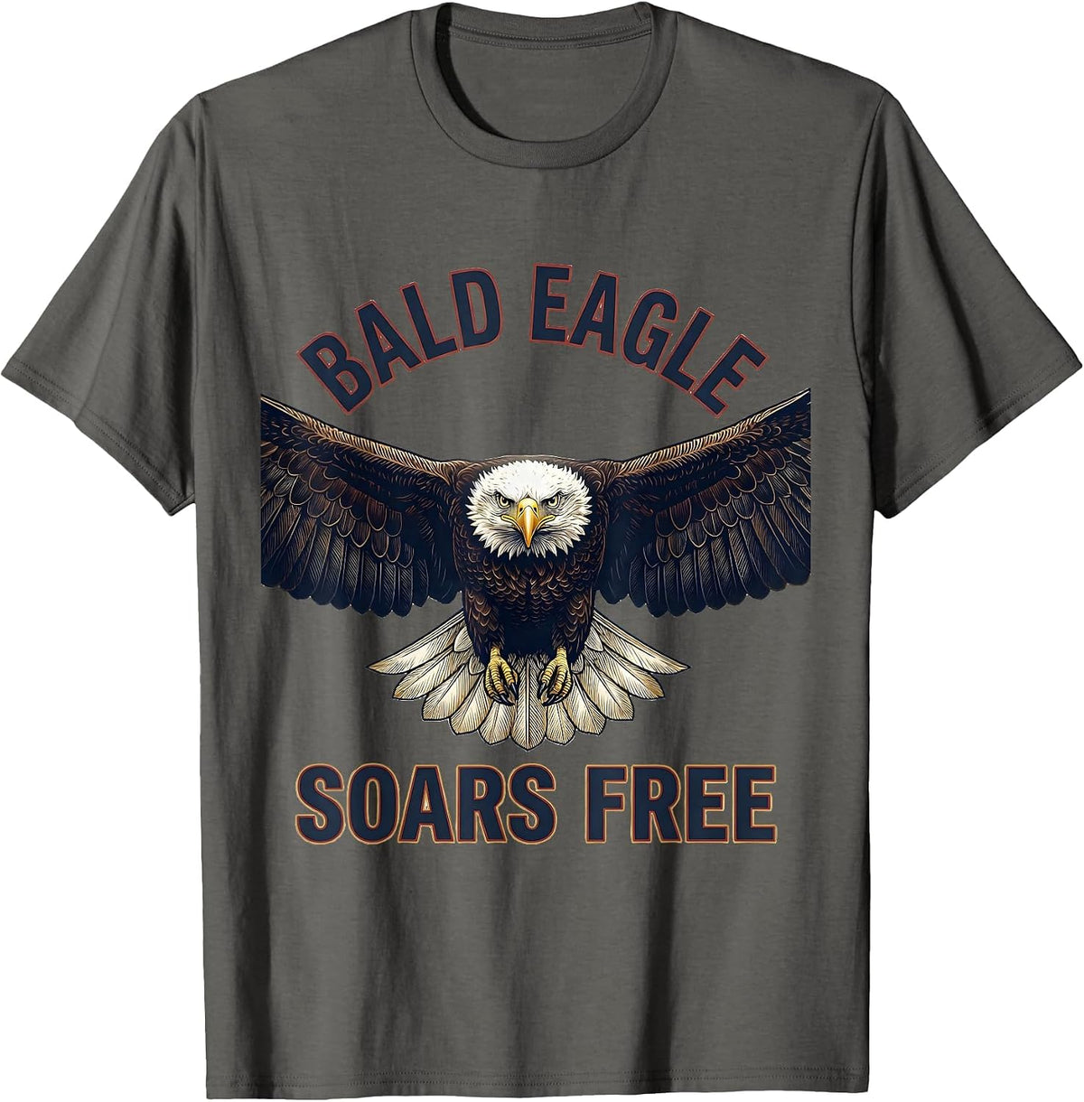 Men's Bald Eagle Soars Free Patriotic Wildlife Emblem Bird Lover T-Shirt - Asphalt Grey