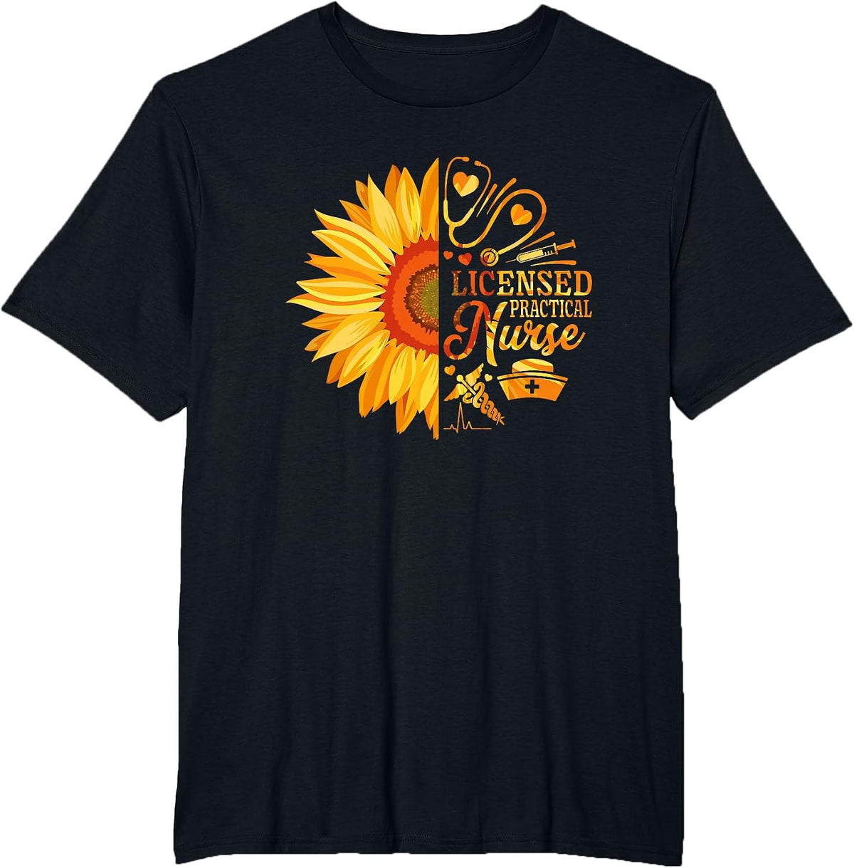 Sunflower Licensed Practical Nurse Medical Nursing LPN T-Shirt - Black