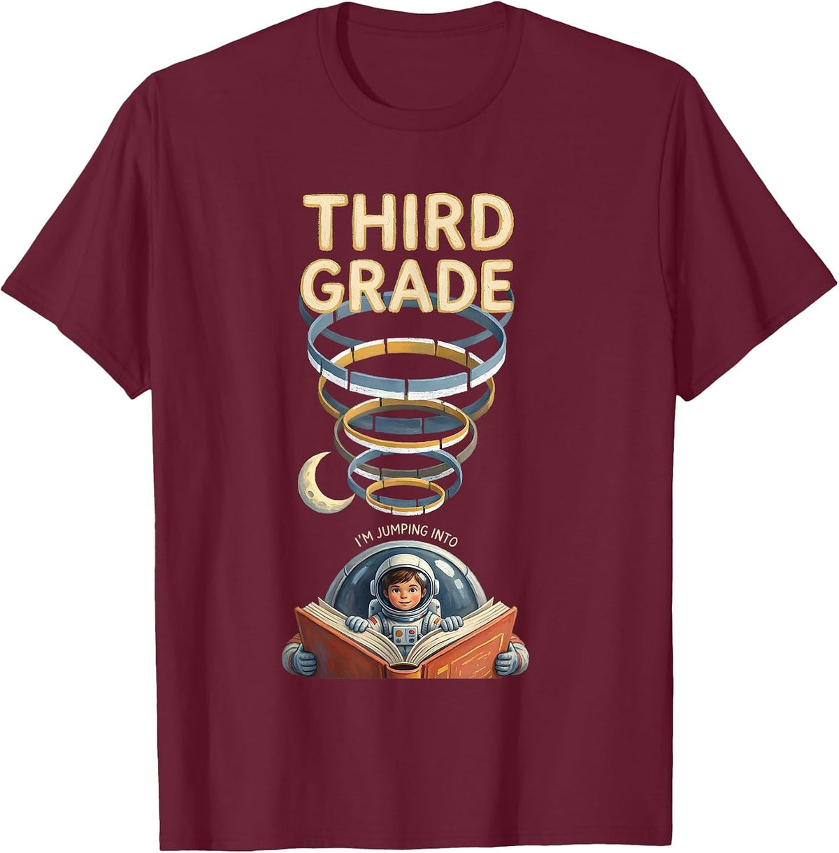 Men's I'm Jumping Into Third Grade Playful Back To School T-Shirt - Burgundy
