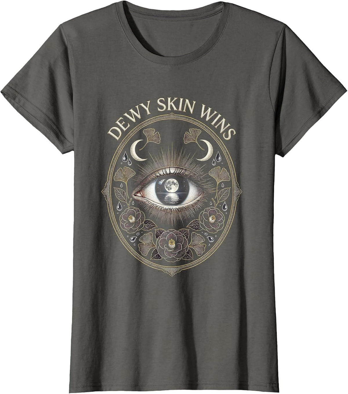 Women's Dewy Skin Wins K-Beauty Skincare Design T-Shirt - Asphalt Grey