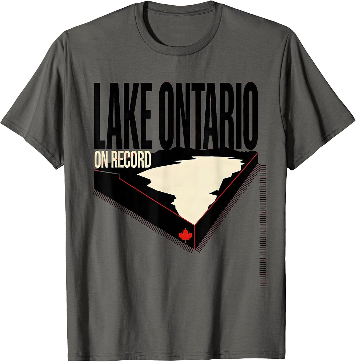 Men's Lake Ontario, On Record Funny Political Satire Lake Renaming T-Shirt - Asphalt Grey