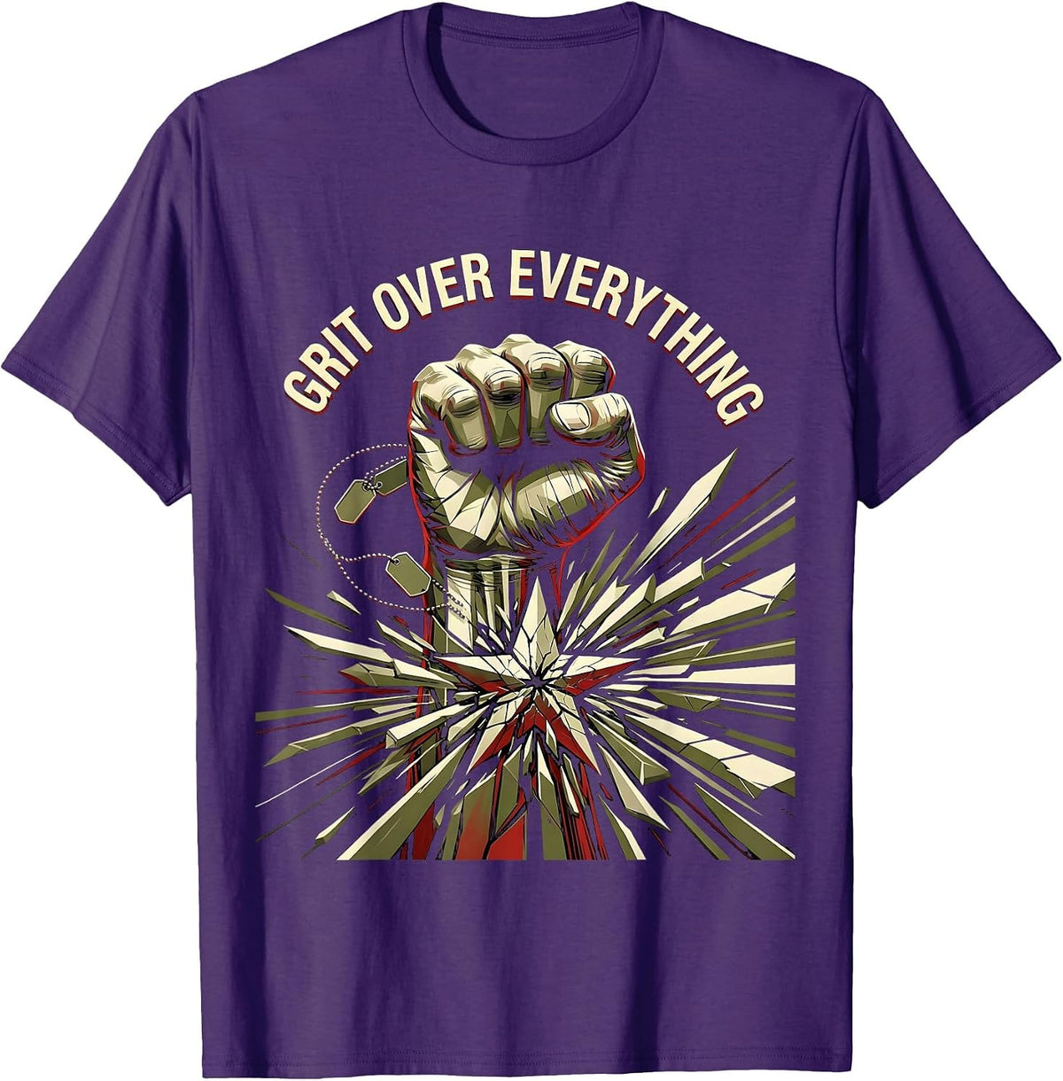 Men's Grit Over Everything Army Warrior Design T-Shirt - Purple