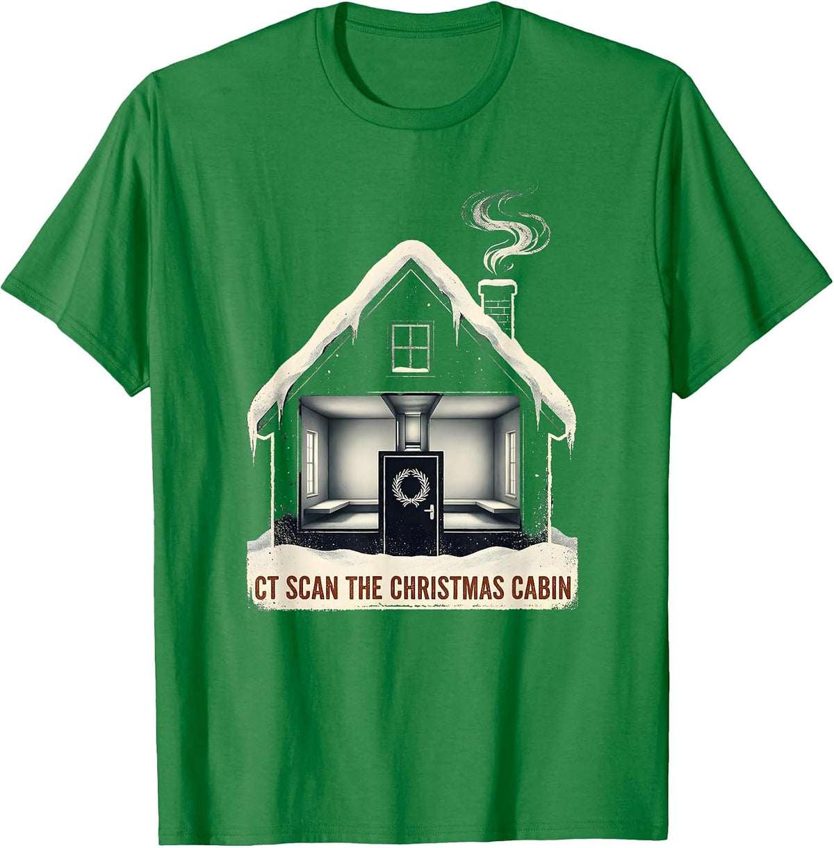 Men's CT Scan The Christmas Cabin Rubber Stamp Radiology Tech T-Shirt - Kelly Green