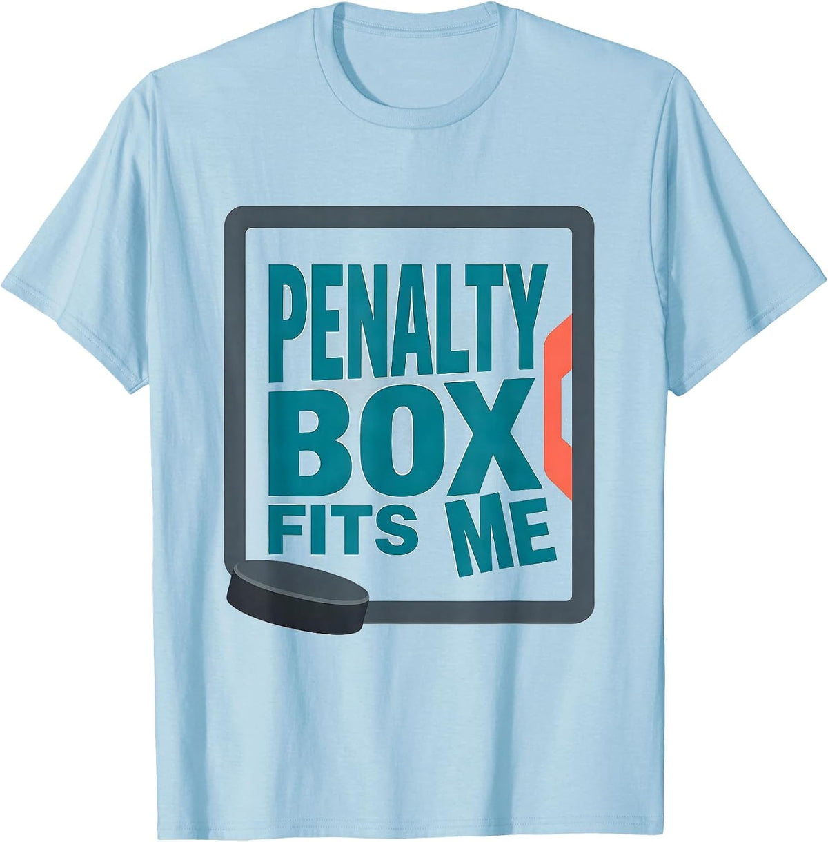 Men's Penalty Box Fits Me Funny Ice Hockey Player Fan Humor T-Shirt - Baby Blue
