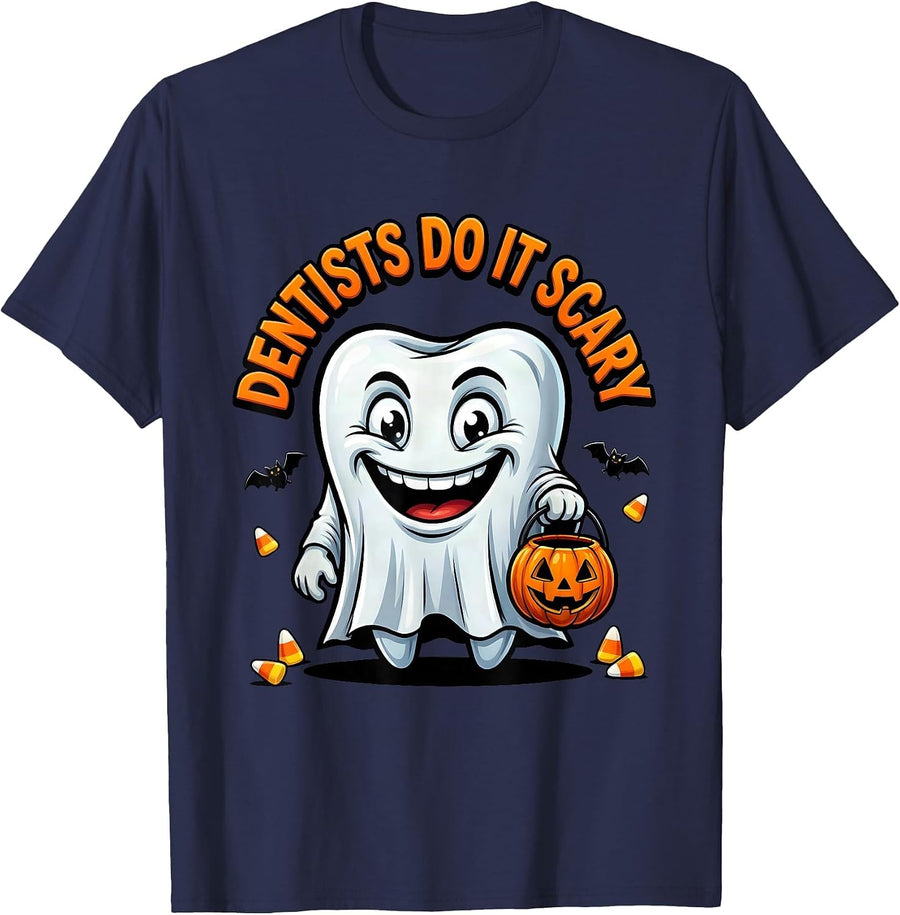 Boo Crew Dentist Halloween Scary Design T-Shirt - Navy Blue