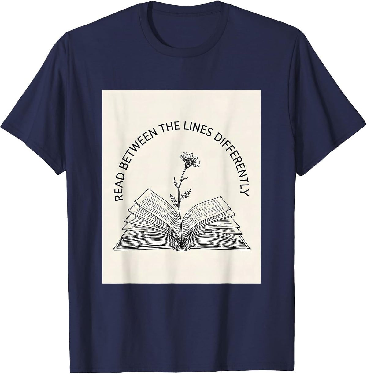 Men's Read Between The Lines Differently Dyslexia Awareness T-Shirt - Navy Blue