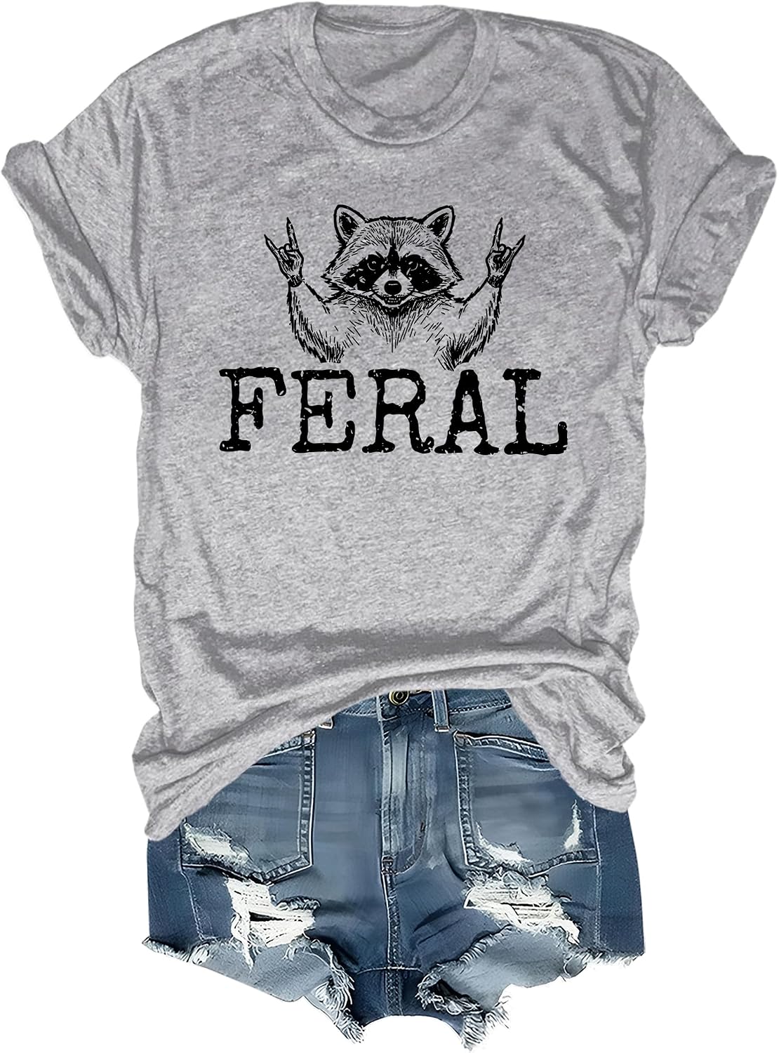 Feral Raccoon Shirt Funny Raccoon Rock T-Shirt - Grey
