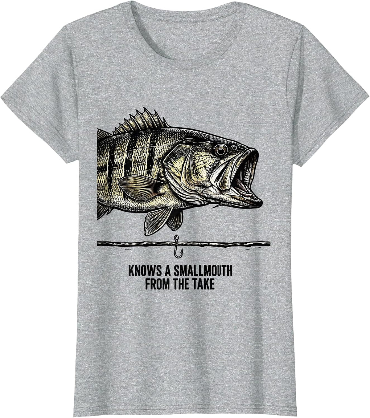 Women's Knows A Smallmouth From The Take Funny Fishing Dad Humor T-Shirt - Heather Grey