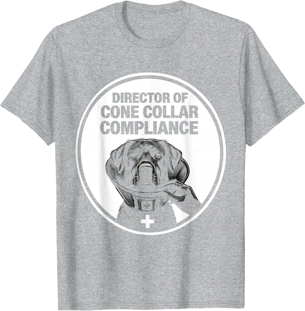 Men's Director Of Cone Collar Compliance Funny Veterinarian Vet T-Shirt - Heather Grey
