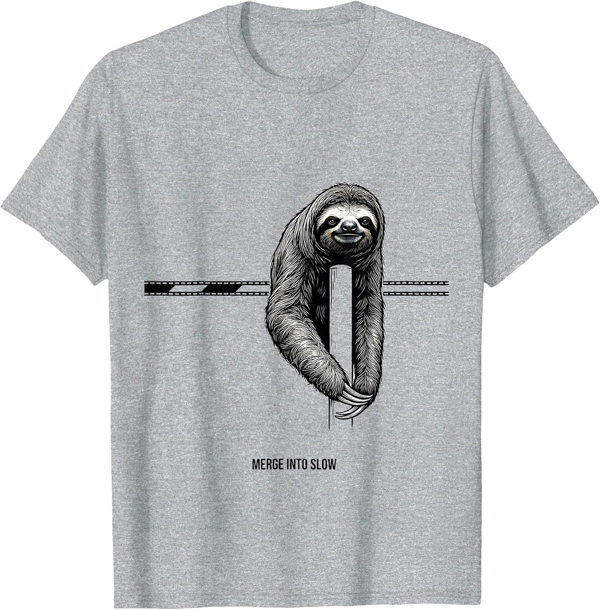 Men's Merge Into Slow Funny Sloth Lover Novelty Humor T-Shirt - Heather Grey