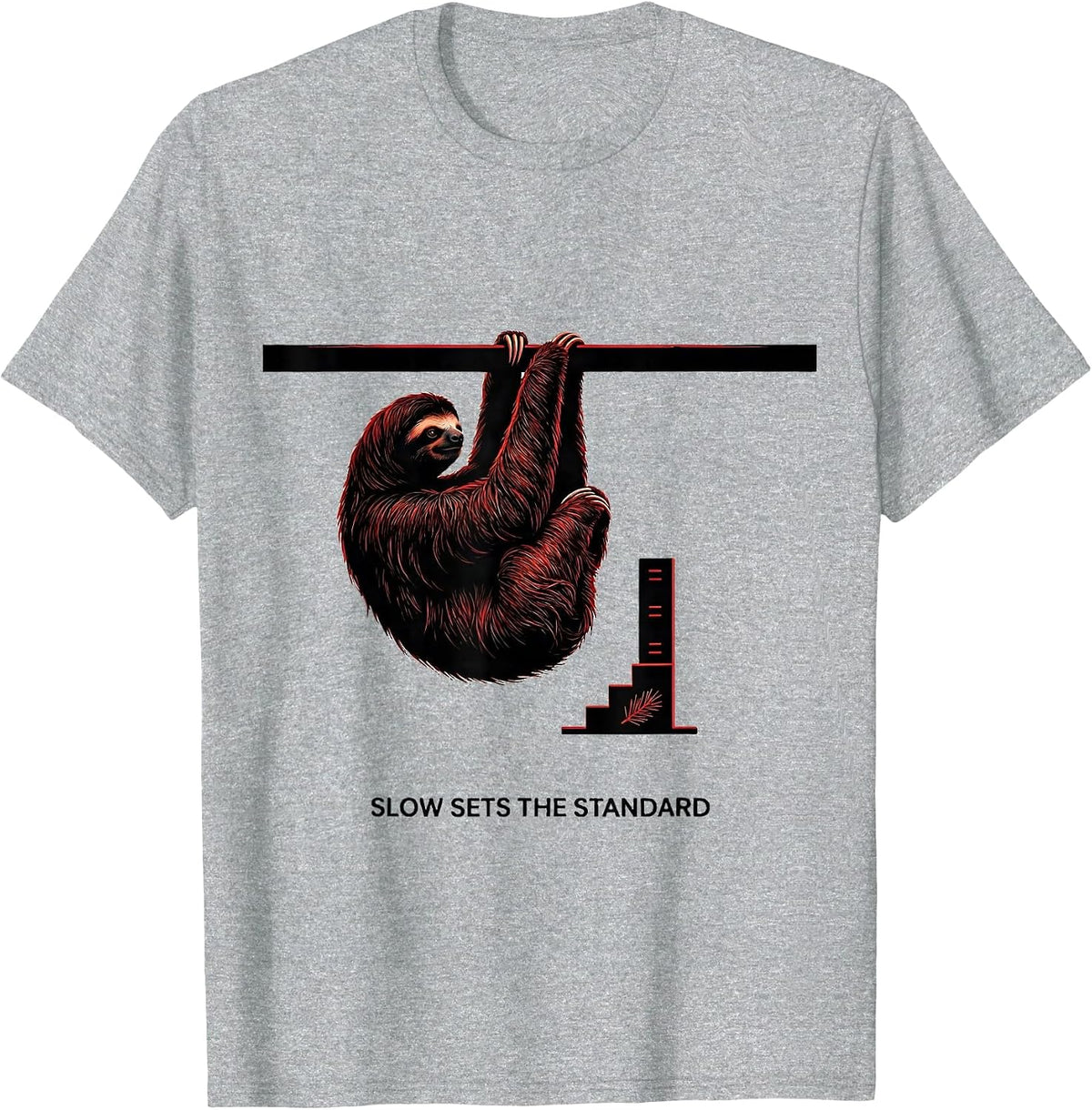 Men's Slow Sets The Standard Funny Sloth Lover Ugly Christmas T-Shirt - Heather Grey