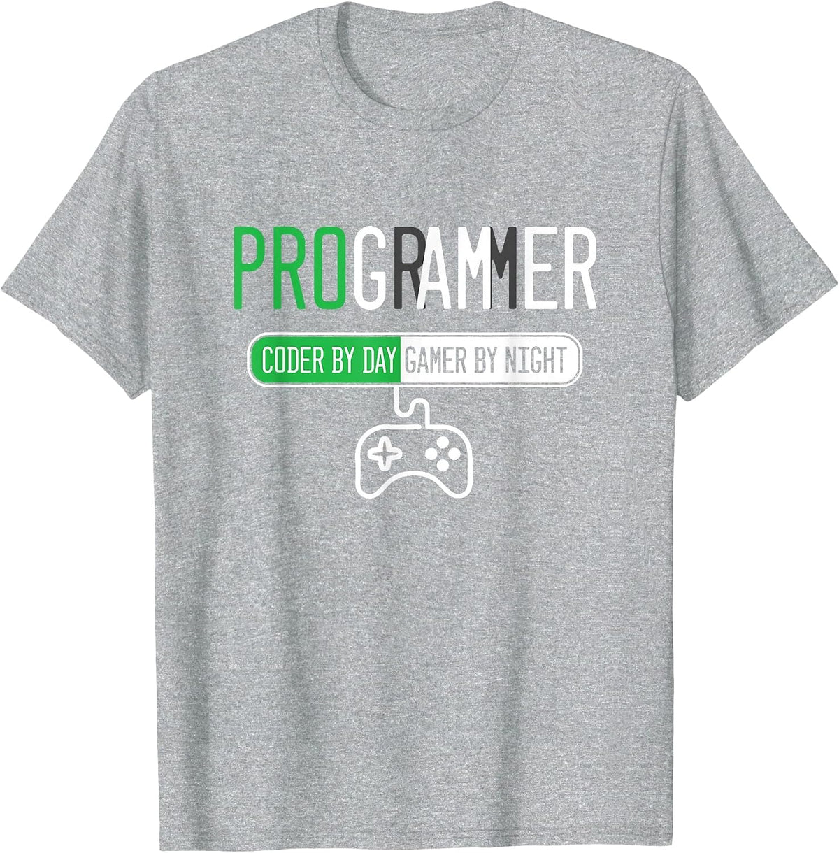 Programmer Coder Code Day Night Player Console Software T-Shirt - Heather Grey